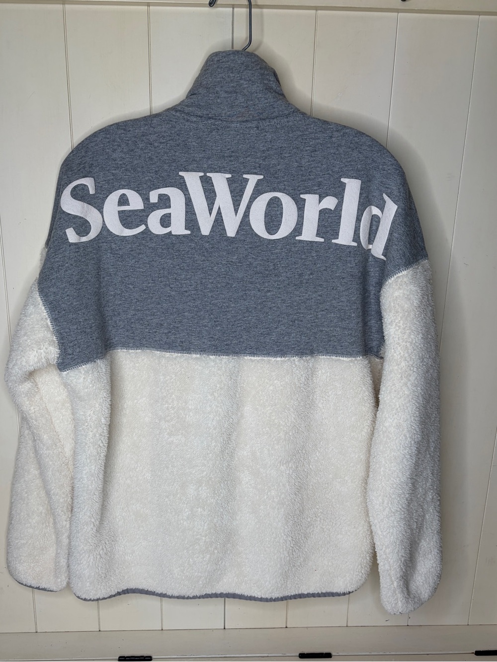 SeaWorld Jacket Adult Spirit Jersey Fleece Sherpa Puff Letter Aquarium - Small
